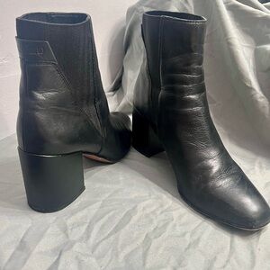 Black Heeled Boots with Chunky Block Heel